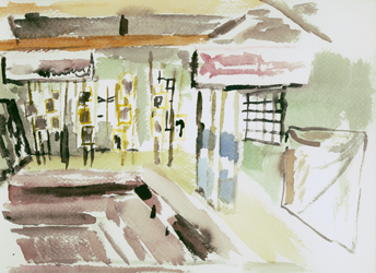 In the museum. Kirsten Kötter, water colour, 24 x 32 cm, 09.04.2017