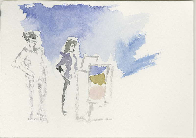 Arne Semsrott, Fiona Krakenbürger: State of the Open, re:publica 17, 10.05.2017, painting 12 x 17 cm: Kirsten Kötter