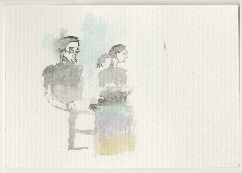 Andreas Dewes, Svea Eckert: #Nackt im Netz - Wie Unternehmen intimste Daten sammeln, tauschen und verkaufen. Und was das für uns bedeutet, re:publica 17, 10.05.2017, painting 12 x 17 cm: Kirsten Kötter